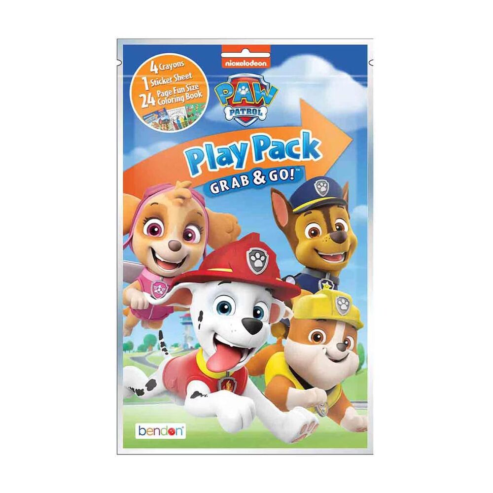 Nickelodeon Paw Patrol Play Pack Grab & Go 4 Crayons Stickers 24 Coloring Pages